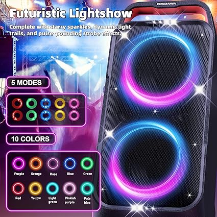 Portable Bluetooth Speaker – 240W Peak Power | Deep Bass | LED Light Show